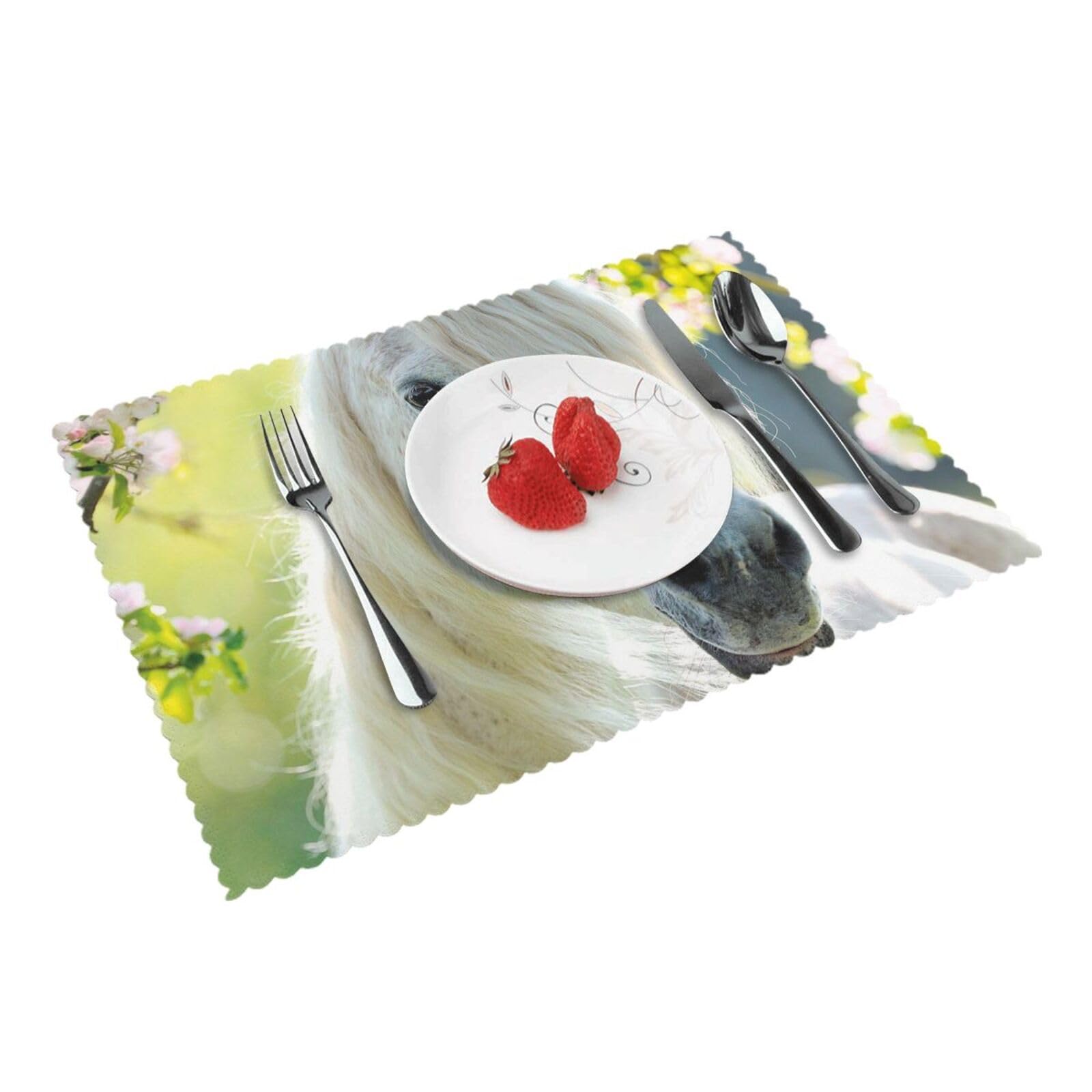white horses Printed Placemats Set of 4 PCS Washable Placemat for Kitchen Table Heat-resistant Table Mats 45x30 CM
