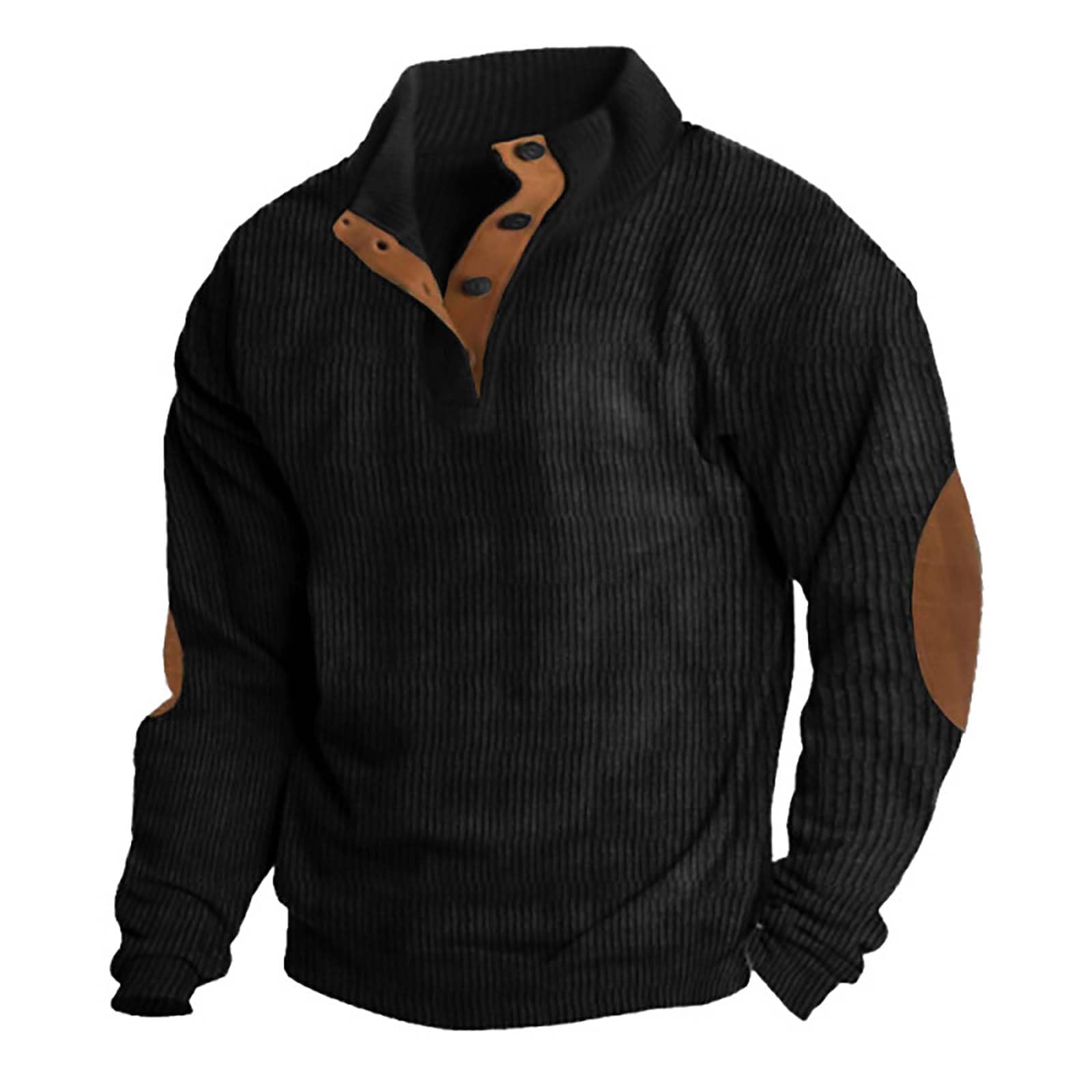Mens Corduroy Shirts Casual Lapel Collar Button Up Pullover Mock Neck Long Sleeve Sweaters Casual Polo Sweatshirts