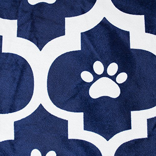 Bone Dry Moroccan Paw Print Pet Blanket, 50 X 60", Blue #TOP1