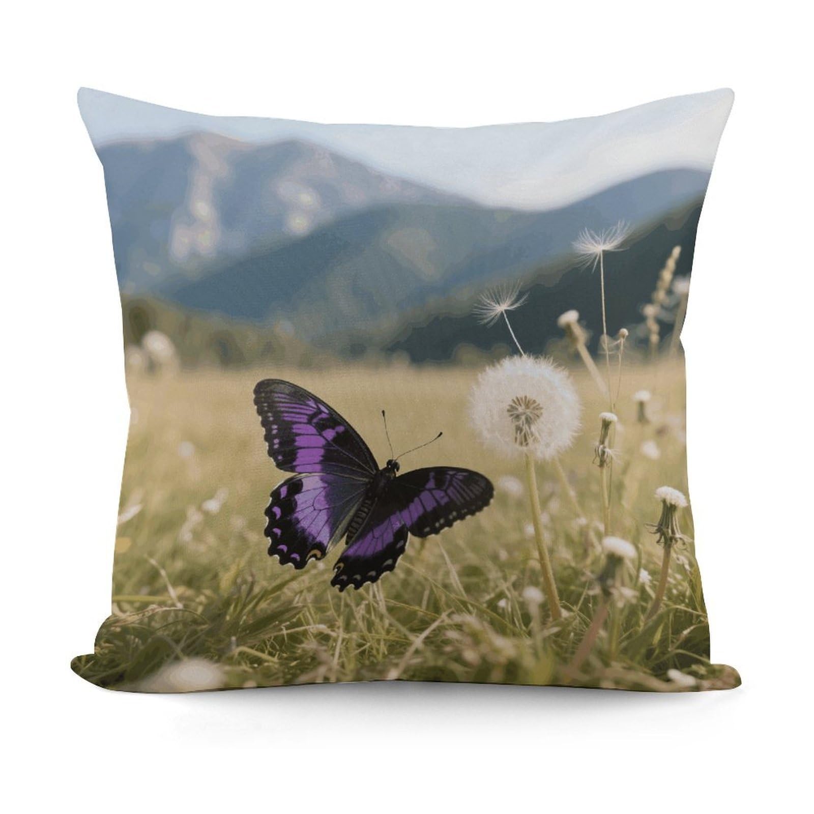 VstaDank Butterfly Pillow Cover with Invisible Zipper Square Throw Pillowcase Plush Couch Sofa Pillow Case 18x18 Inch Decorative Throw Cushion Covers for Sofa Living Pillowcover