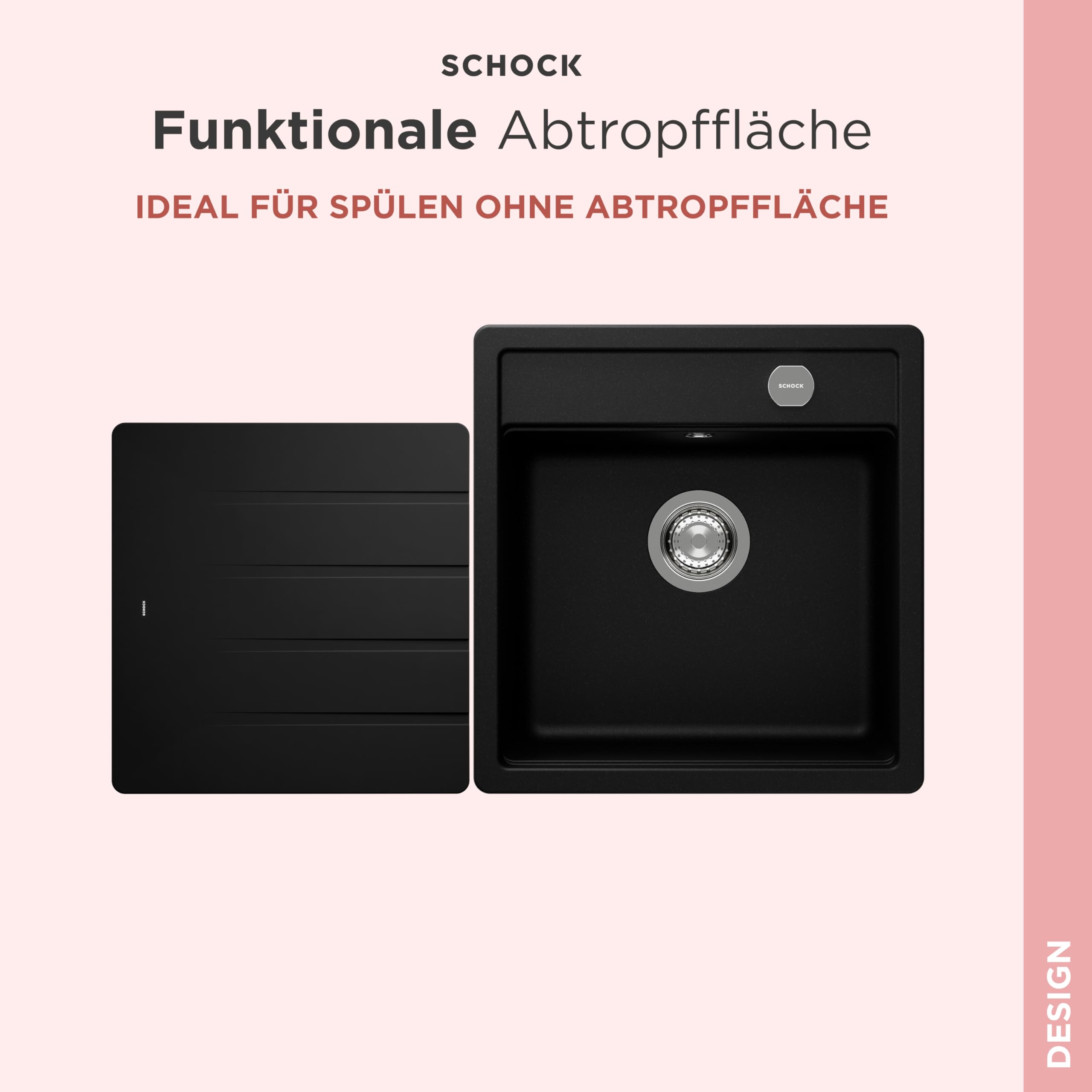 Schock® Abtropfmatte aus Silikon anthrazit I Flexible Abtropfunterlage für Küchen I Spülmaschinengeeignetes Zubehör I Lebensmittelecht und BPA-frei I rutschfest und hitzebeständig I Größe 400x415 mm