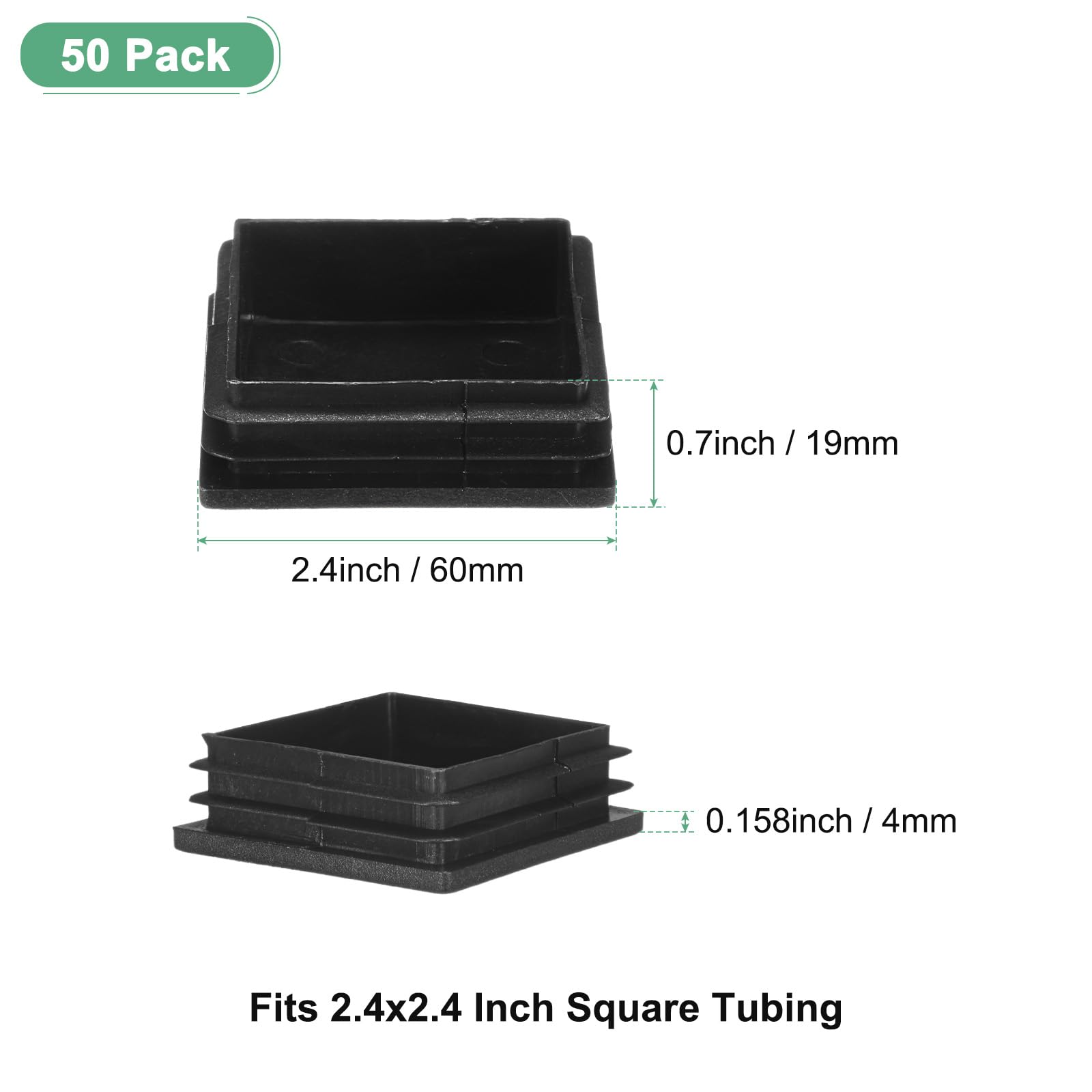 M METERXITY 50-Pack Square Tubing End Caps - Image 3