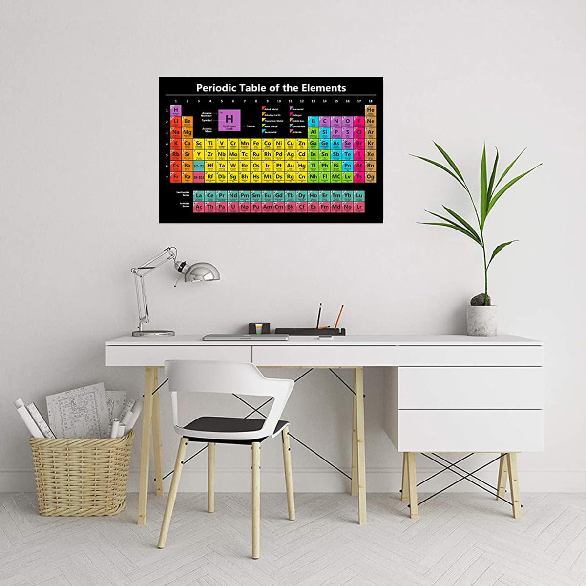 Póster de la Tabla periódica de Elementos para Montar en la Pared Tabla periódica Completa de Elementos Cuadro Mural con los 118 Elementos para oficinas, decoración del hogar y educación