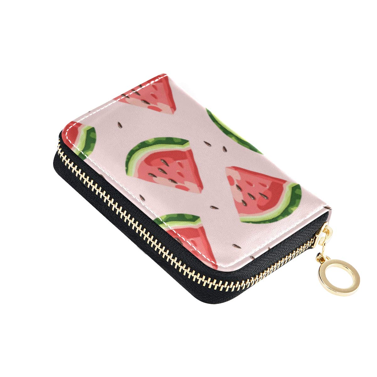 MOYYO RFID Credit Card Holder Case Leather Printed Zipper Card Case Wallet for Women Girls