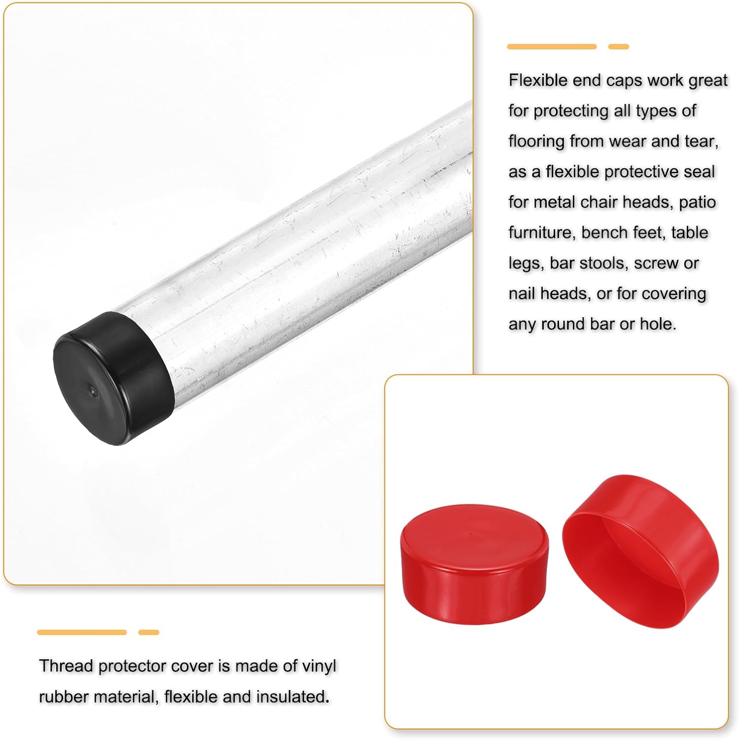 Rubber End Caps 120 mm x 50 mm H Rubber Caps Sliding Caps Chair Leg Caps Cover Foot Caps Chair Gliders Furniture Gliders Protective Caps Floor Protection for Round Tube Table Legs Red