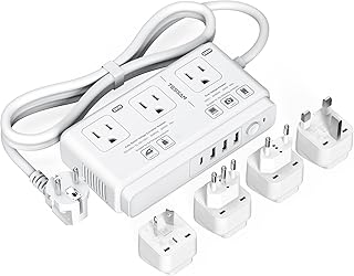 220V to 110V Voltage Converter, TESSAN Universal Travel Adapter with 4 USB Charger (1 USB C), 3 AC Sockets and EU/UK/AU/IT...