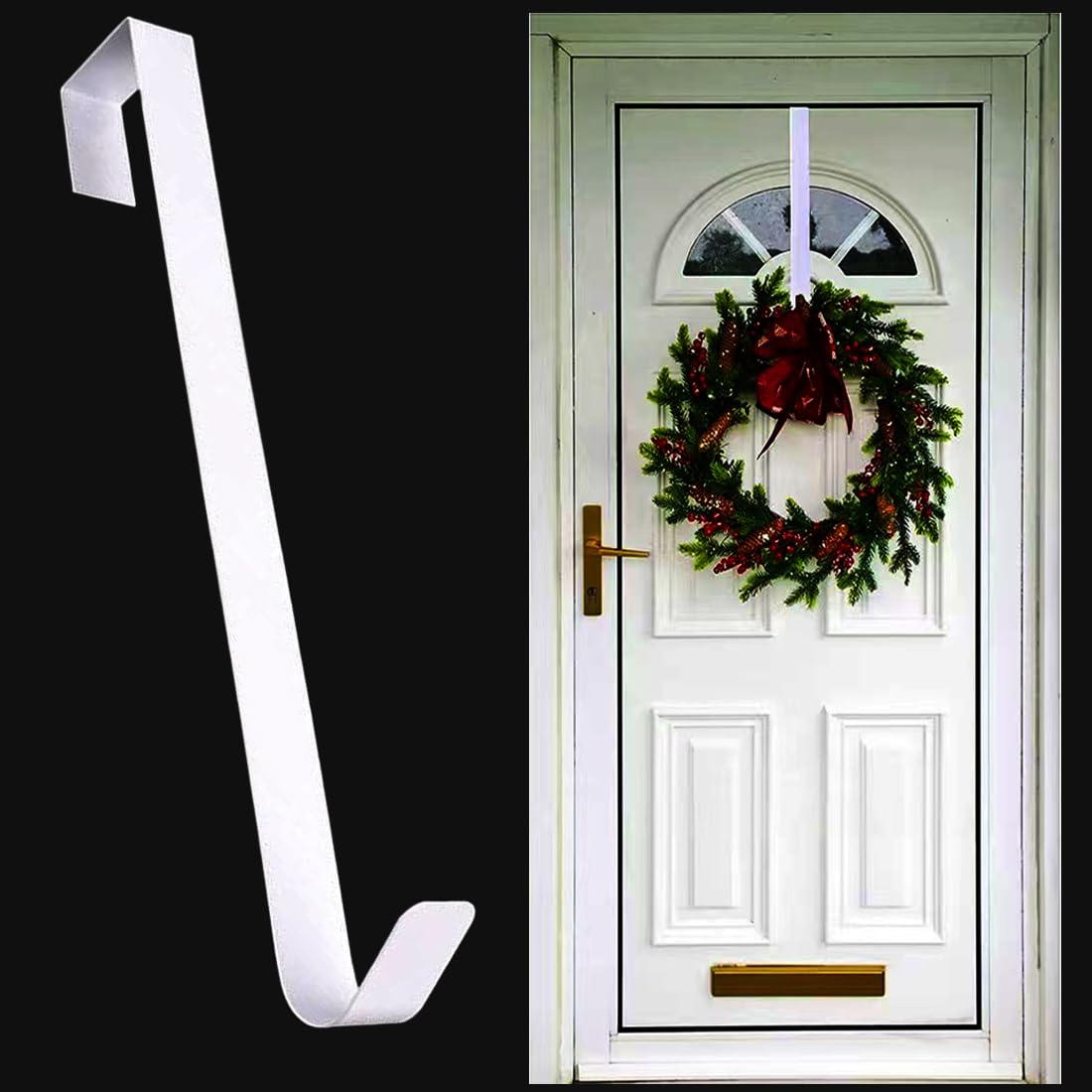 Yiduohua Christmas Wreath Hanger,Wreath Hanger for Front Door,30 cm(11.8 Inches Length) Metal Wreath Hanger