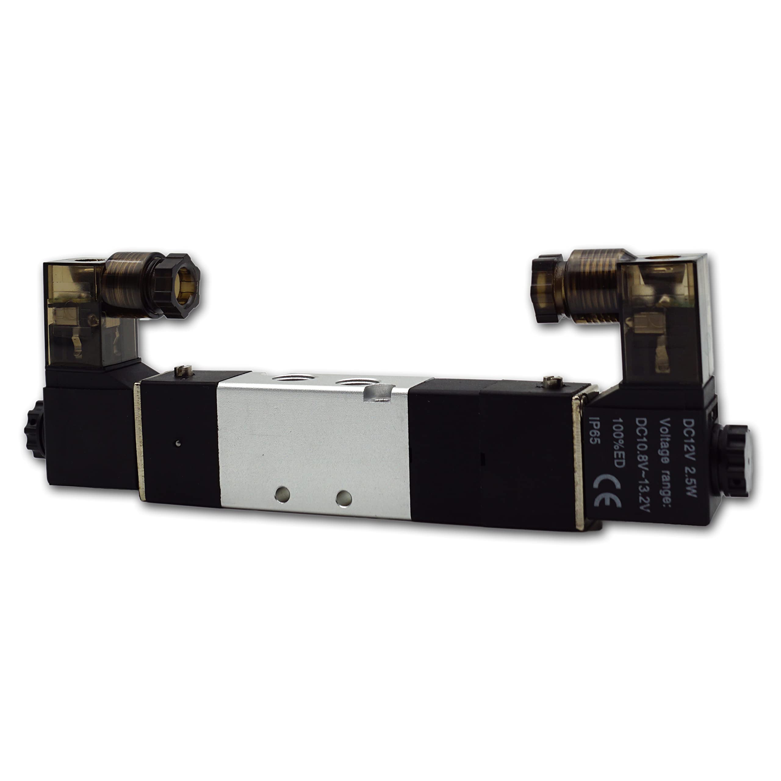 Válvula direccional magnética neumática 5/3 válvula de dirección 1/8'' (5/3 vías 1/8'' 12 V DC) válvula electromagnética aire comprimido