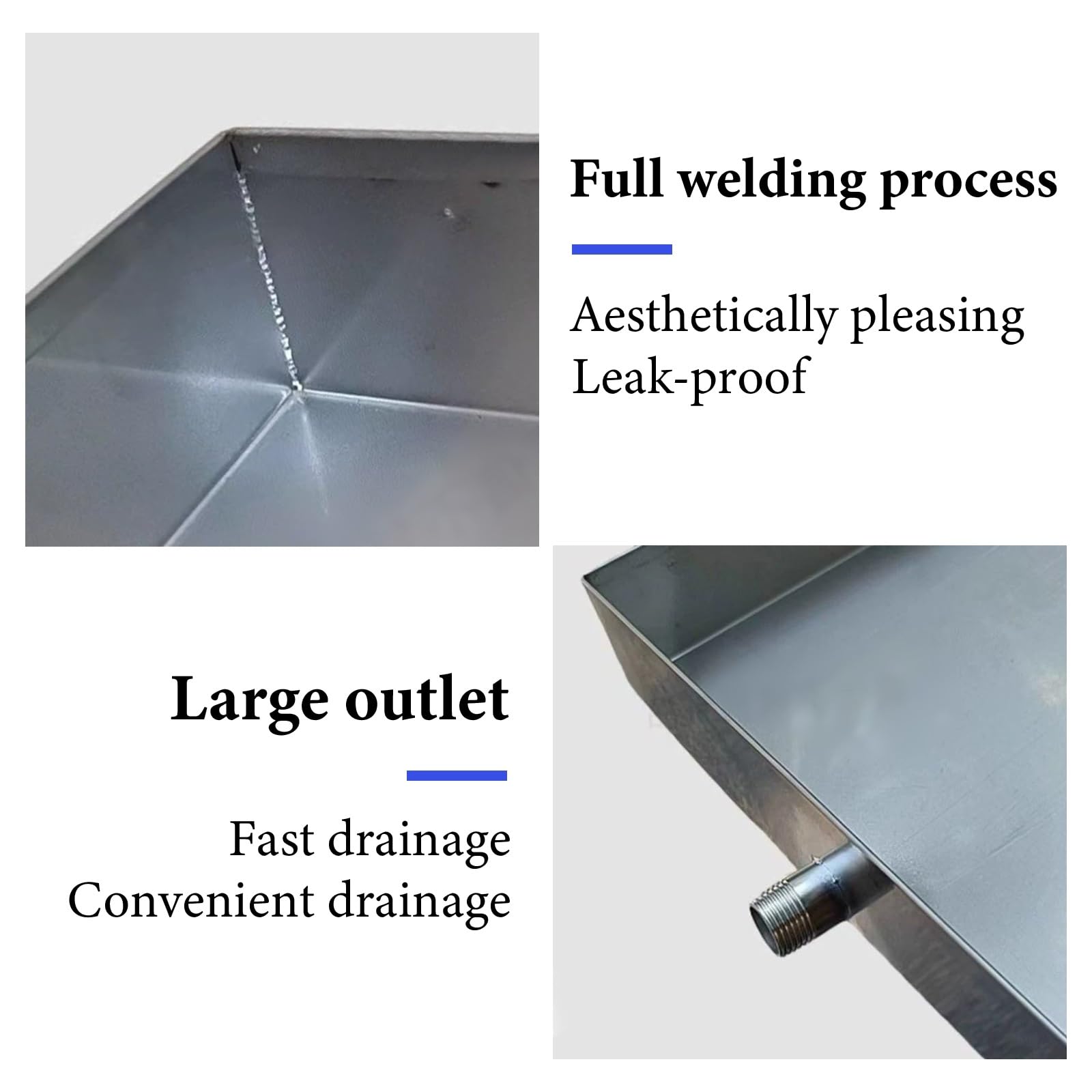 Raccogli Condensa Condizionatore con Tubo di Scarico Vaschetta Condensa Unità Esterna in Acciaio Inox 304 Protezione Antis-Perdite per Sistemi di Climatizzazione(80x100x3cm (32x39x1.2in))