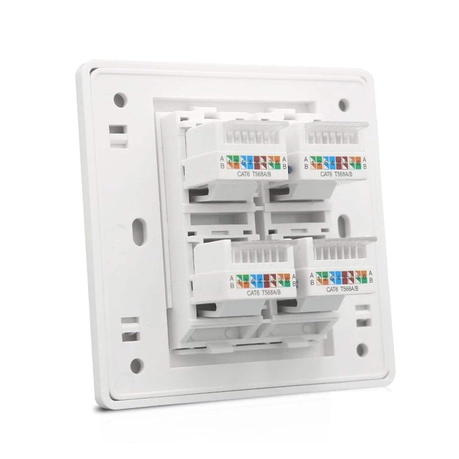 Pannello presa a muro Internet RJ45 a 4 porte di categoria 6 86x86 mm con quattro CAT.6