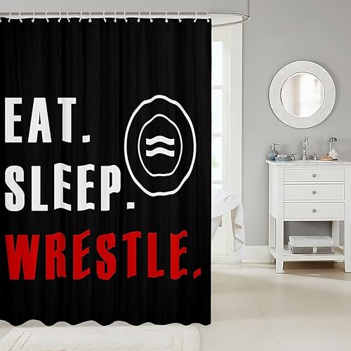 Miniatura 2 de Feelyou Cortina de baño de lucha libre para bañera, temática deportiva, cortina de ducha para niños, niñas, adolescentes, decoración de lucha libre,