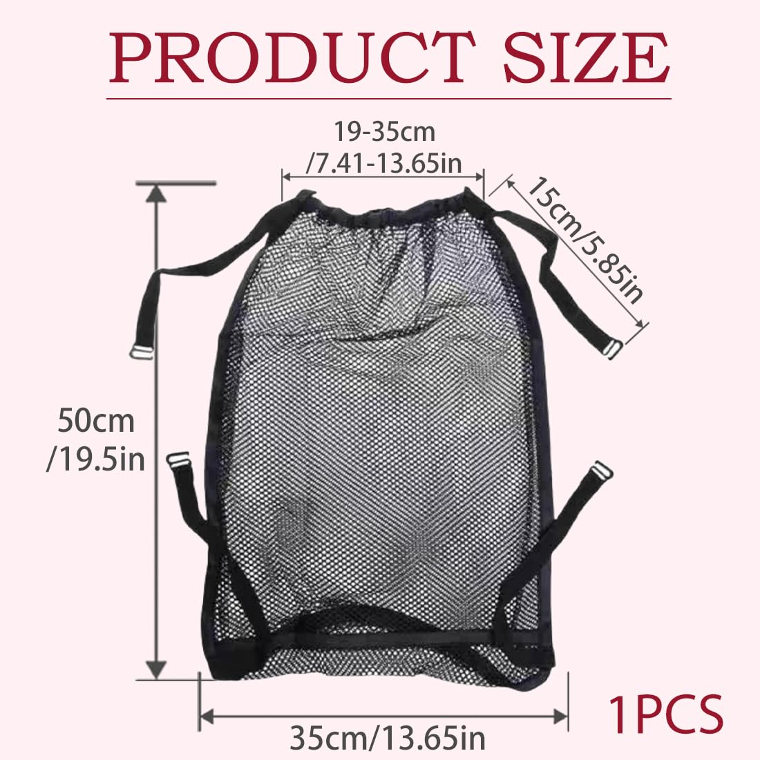 1 Pezzo Borsa in Rete 30×50cm Universale per Carrozzine, Passeggini, Passeggini Sportivi, Jogger per Gemelli/Chiusura a Scatto Semplice,Nero