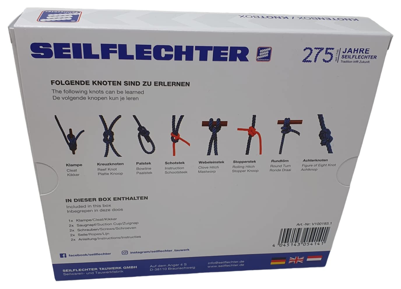 Seilflechter – Scatola dei Nodi per Patente Nautica, Kit di Esercitazione per Tutti i Nodi Richiesti all’Esame, per Navigazione Entro e Fuori Costa