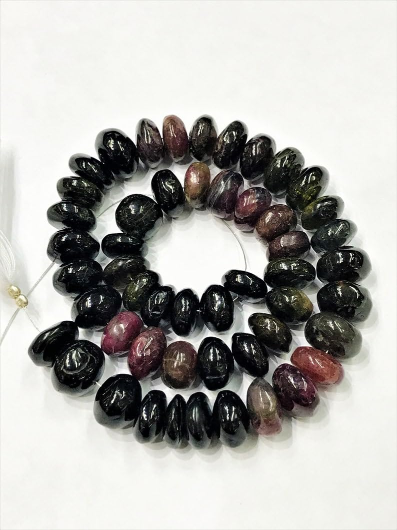 Perles rondes à facettes naturelles multi-tourmaline 9-12 mm pour collier