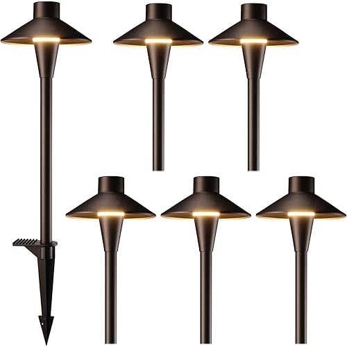 LEONLITE 3CCT Low Voltage Pathway Lights, 12-24V LED Landscape Path Light, 3000K/4000K/5000K Selectable, CRI90, IP65 Waterproof Landscape Lighting, Aluminum Housing, Oil Rubbed Bronze, Pack of 6
