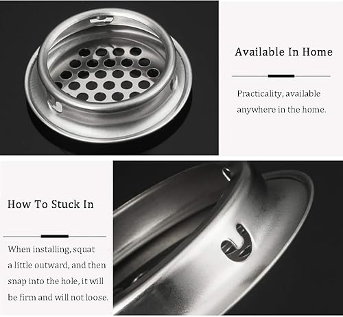 Miniatura 4 de 50 rejillas de ventilación circulares de 2.087 in de acero inoxidable de ventilación redonda de malla de ventilación para cocina, baño, armario