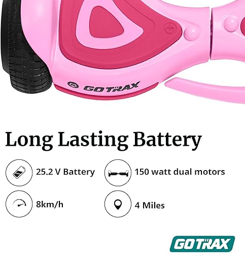 Miniatura 4 de Gotrax SRX - Mini aeropatineta con ruedas de 6.5 pulgadas, certificado UL2272, batería de capacidad de 25.2 V 2.0 Ah, motor dual de 150 W de hasta 5