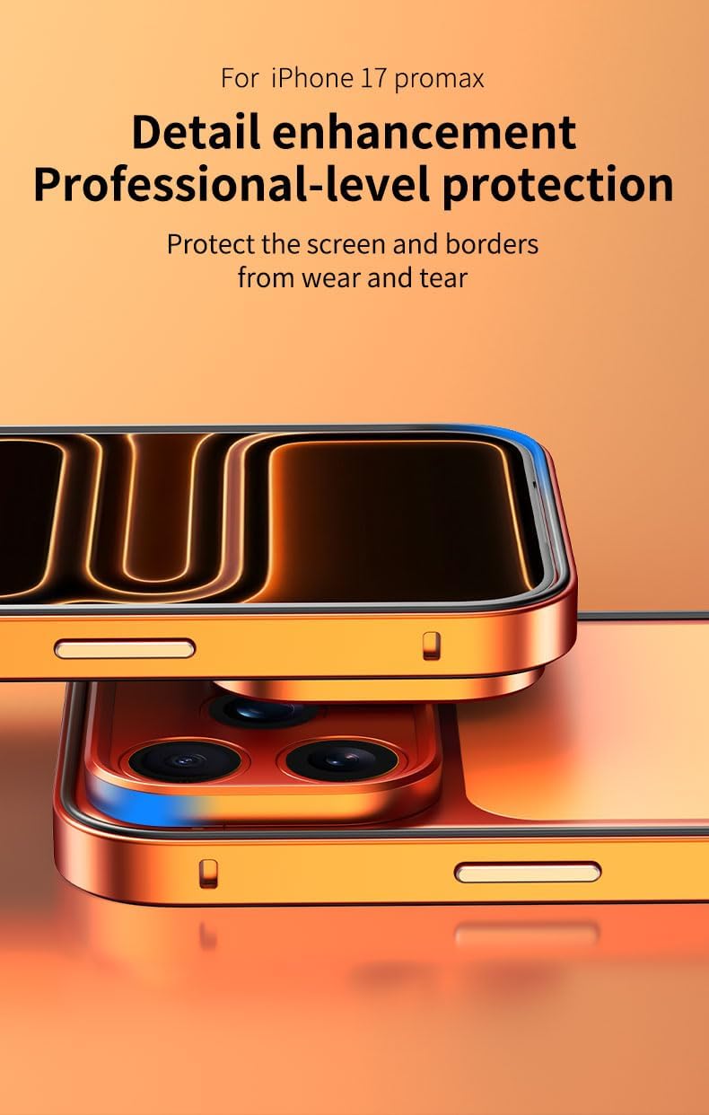 Aluminum Frame Case for iPhone 17, Metal Camera Lens Protect Built-in Silicone Shockproof Bumper, Sierra Blue