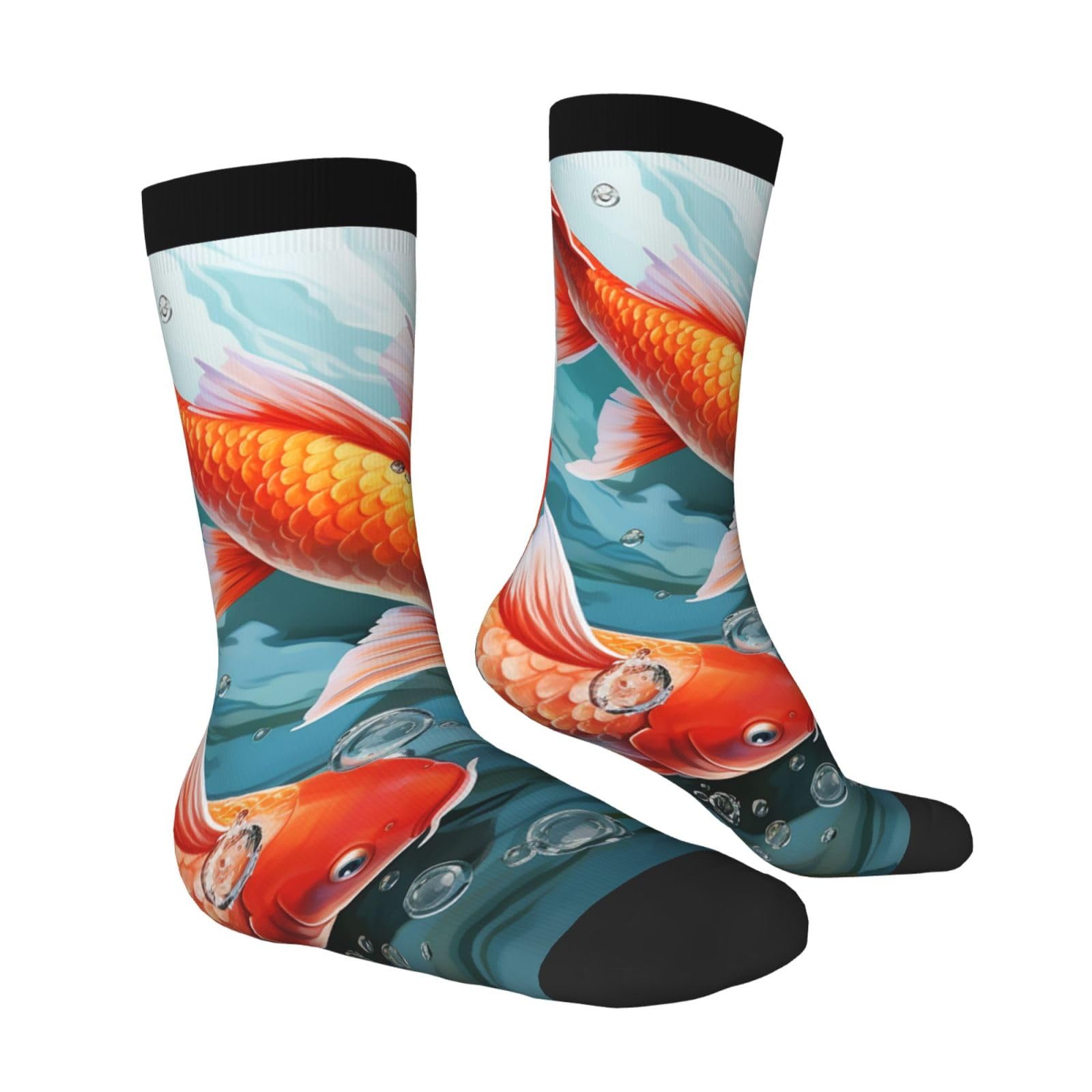 LZQPOEAS Japanese Pretty Red carp Fish Athletic Socks Unisex Cushioned Crew Socks Hiking Running Calf Sock Soft Above Ankle Sock