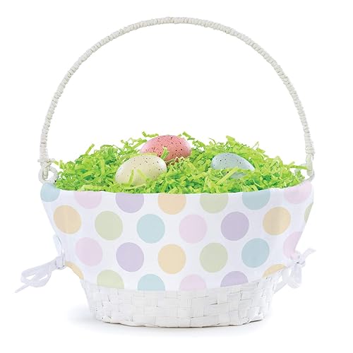 Miniatura 10 de Cesta de huevos de Pascua personalizada para él con asa y nombre personalizado, forros de cesta de Pascua de lunares, cesta blanca, cestas de Pascua