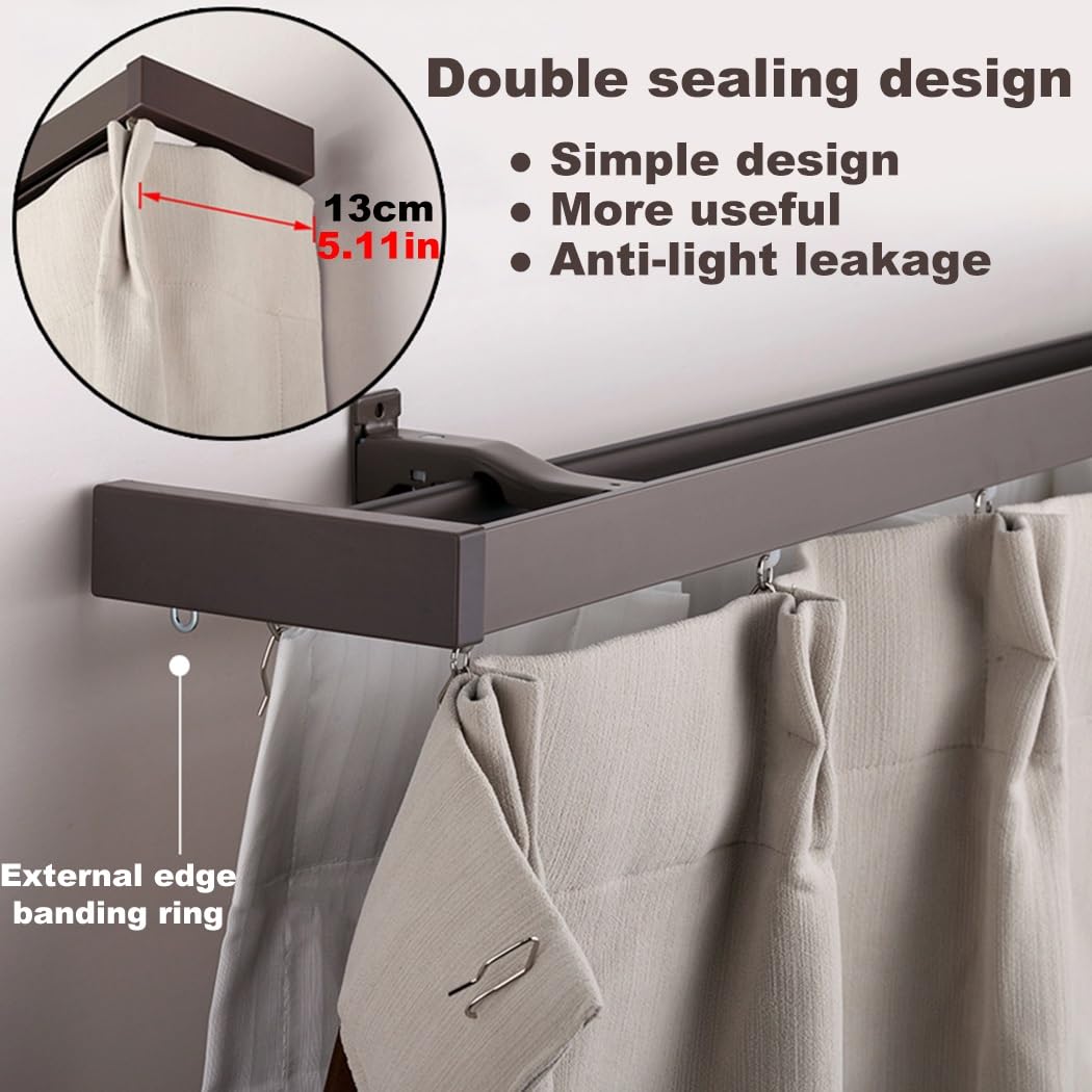 Gardinenstangen-Set mit 2 Schienen, Aluminiumlegierung, Wandhalterung, verstellbarer Raumteiler, schwarze Ain-Schiene, Wickelzubehör, für Heimdekoration