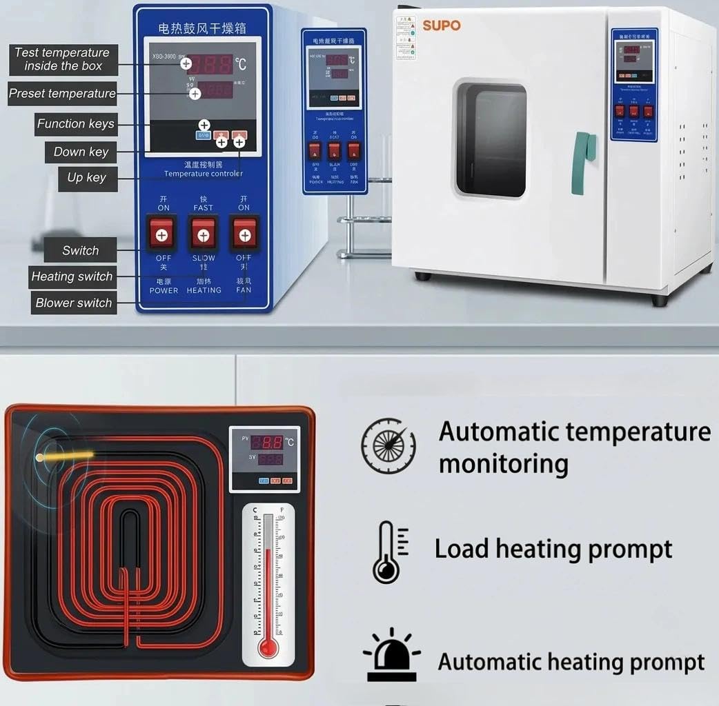 Forno Di Essiccazione SottoVuoto Da Laboratorio, Forno A Soffiaggio A Temperatura Costante Per Laboratorio Industria, Con Strumenti Intelligenti A Temperatura Controllabile(16L)