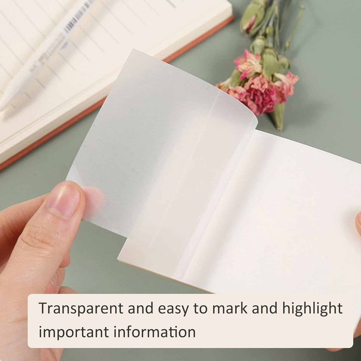 iKyce 380 Pieces Transparent Sticky Notes Pads Set, Clear Self-Adhesive Arrow Annotation Tabs, Translucent Color Memo Message Reminder Flags, See Through Office & School Supplies
