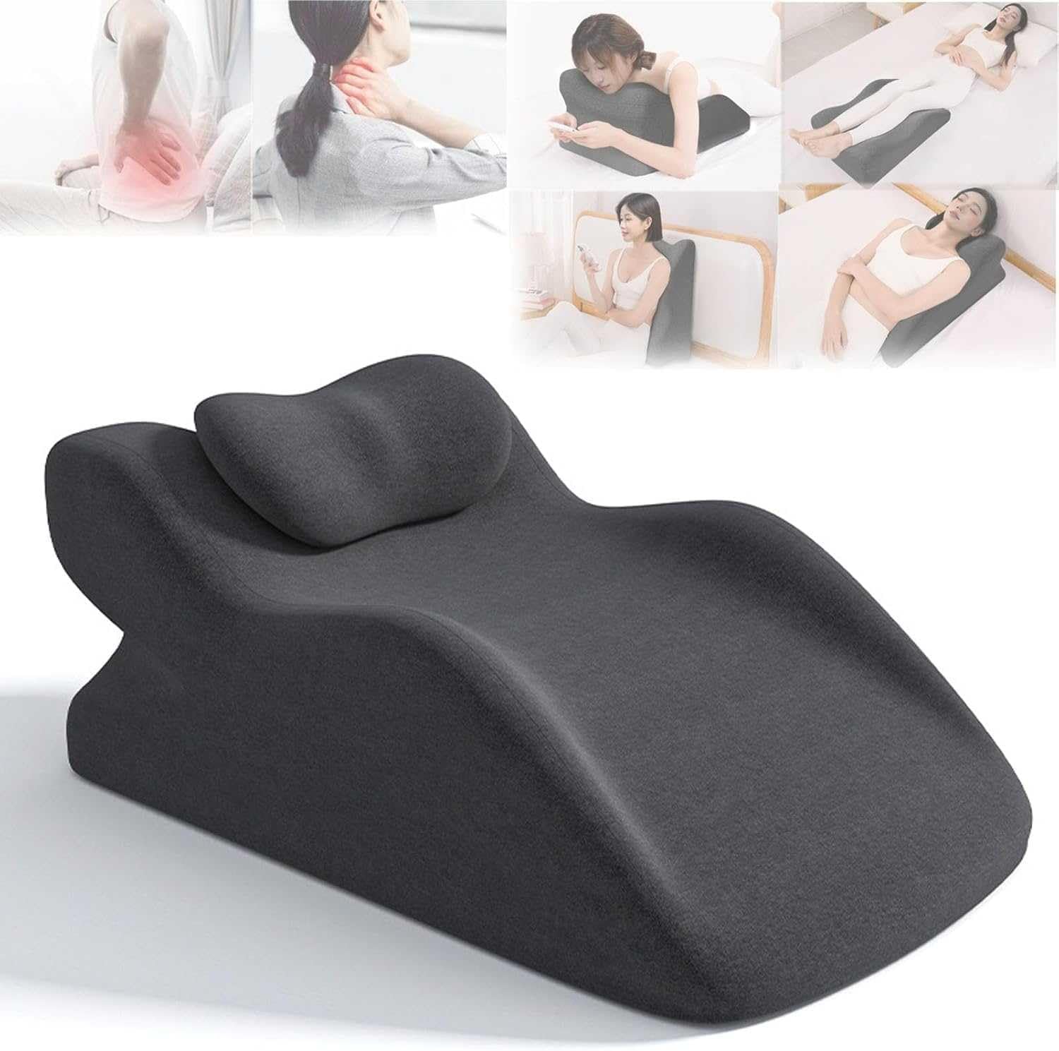 Almohada ergonómica, apoyo lumbar y almohada de espalda para relajación de hombros, suave y cómoda, soporta cualquier posición, almohada de apoyo lumbar, cojín de lectura para sentarse o dormir