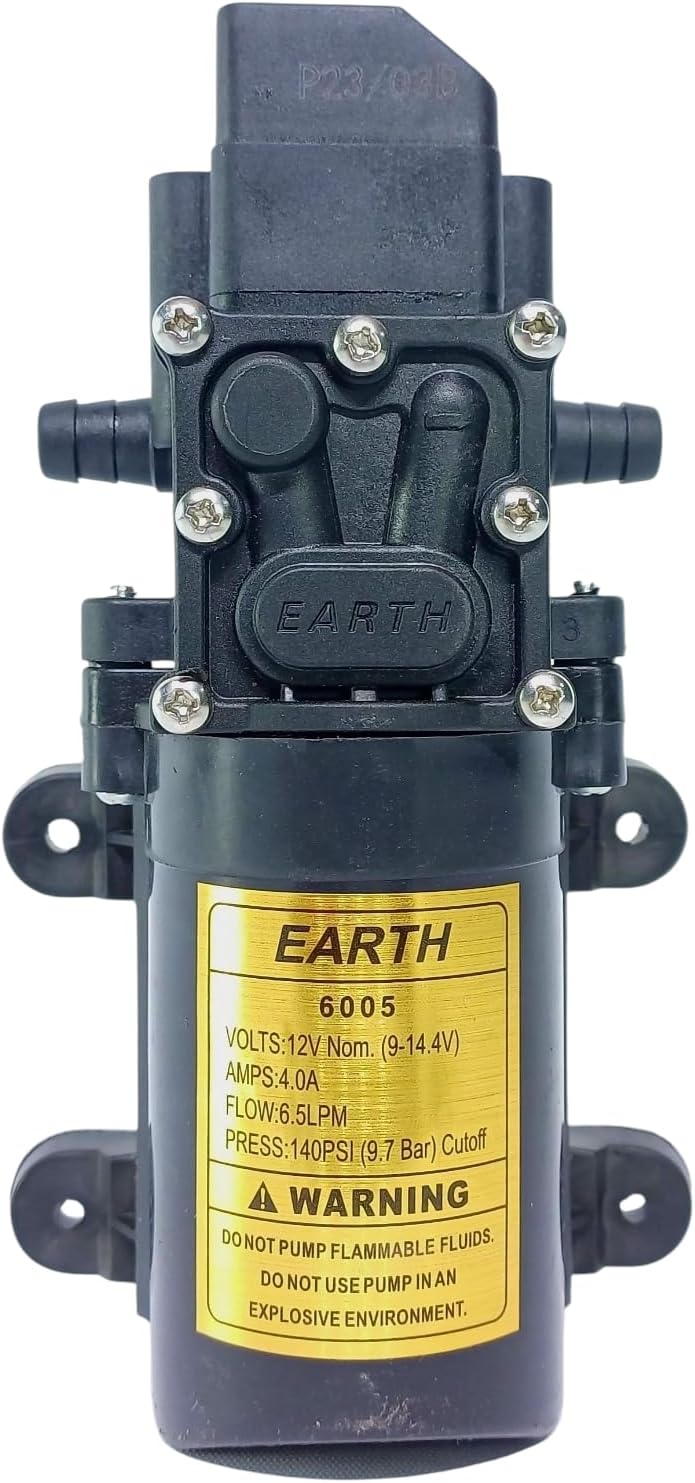 Earth Water Pump High Pressure 12V Dc Water Pump Battery Sprayer Motor Single High Performance 12V Dc 140 Psi Used In Farm Agriculture Mist Spray Car Bike Wash Sanitizing Only Work Power UNIT 140