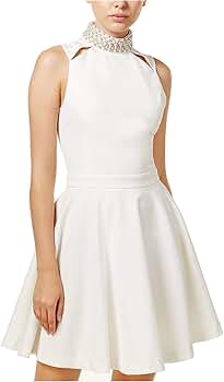 XOXO Women's Juniors' Embellished Mock-Neck Skater Dress