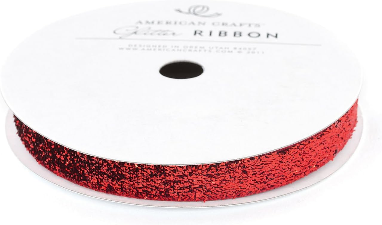 American Crafts Solid Tinsel Ribbon.625-Inch, 3 Yards, Grass