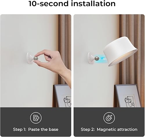 Miniatura 7 de Juego de dos lámparas de pared LED con batería recargable de 3200 mAh, 3 colores de brillo regulable táctil y control remoto, lámpara de lectura