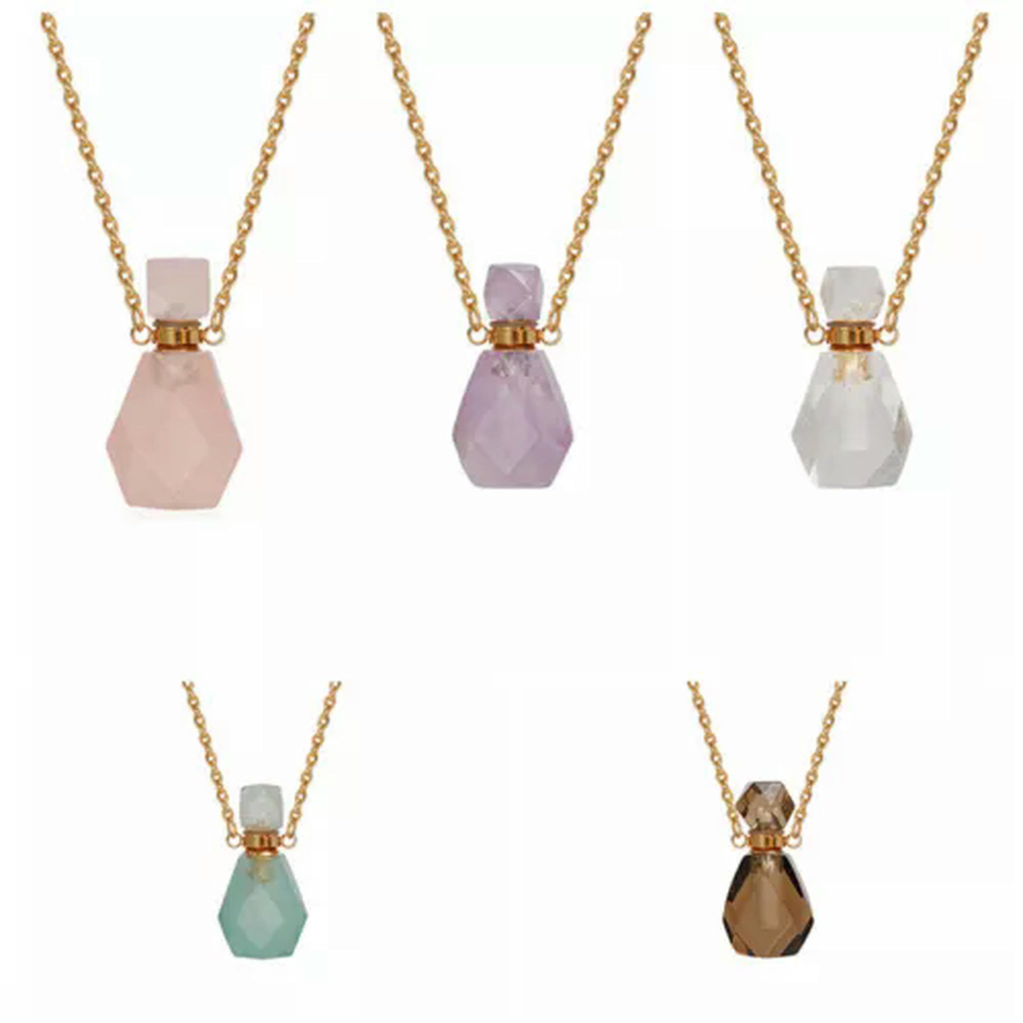 Naturalne butelki perfum Wisiorek Butelka olejku Gems-1szt-Kwarc dymny