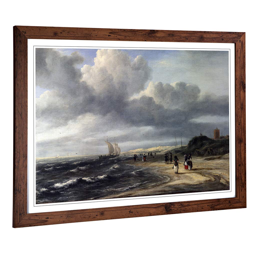 Big Box Art Framed Print of Jacob Ruisdael The Shore at Egmond Design | Wall Art Picture | Home Decor for Kitchen, Living Room, Bedroom, Hallway, Walnut, A2 / 24.5x18 Inch / 62x45cm