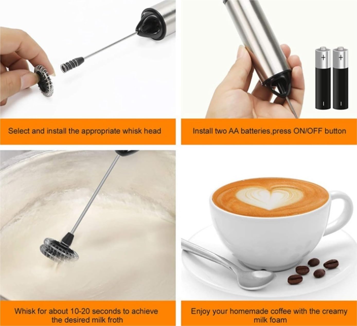 Montalatte Montalatte Elettrico A Mano Montalatte A Batteria Montalatte Miscelatore per Bevande Acciaio Inossidabile Cappuccinatore