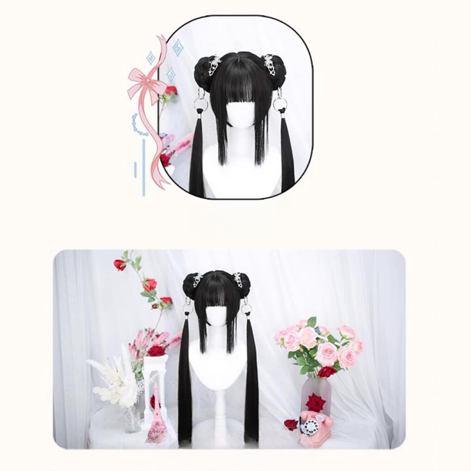 Amazon.co.jp: ツイン団子 コスプレウィッグ チャイナ風 中華風 