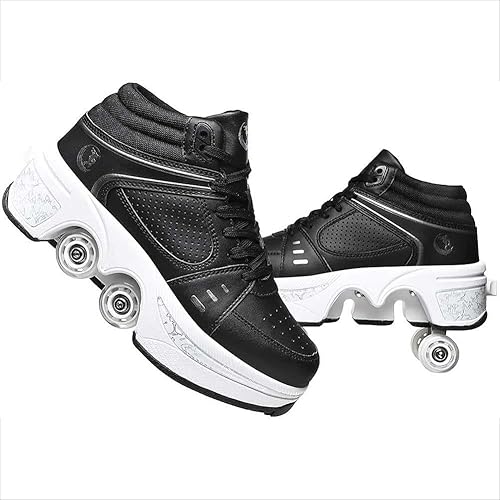 Patines de ruedas para mujeres y hombres al aire libre, zapatos de parkour 2 en 1 con ruedas para niñasniños, zapatos retráctiles de doble fila para