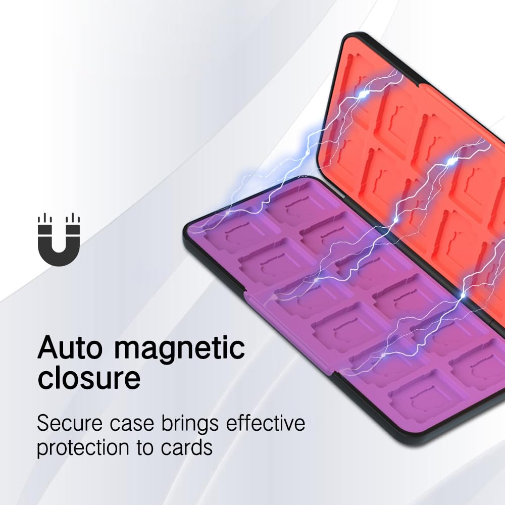 PERFECTSIGHT Switch Game Case Compatible with Nintendo Switch OLED & Switch Lite, 24 Switch Game Holder, Cute Switch Game Card Case Cartridge with 24 Slots Game Card Storag, Red and Purple - Image 4