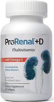 ProRenal+D with Omega-3 Fish Oil Kidney Multivitamin 60 Softgels, 30-Day Supply