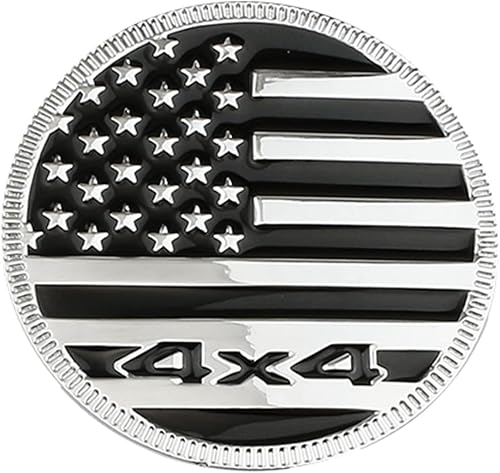 Emblema de metal con letras de 4 x 4, estilo bandera de Estados Unidos, compatible con Jeep Wrangler Cherokee y varios autos (4 x 4, plateado +