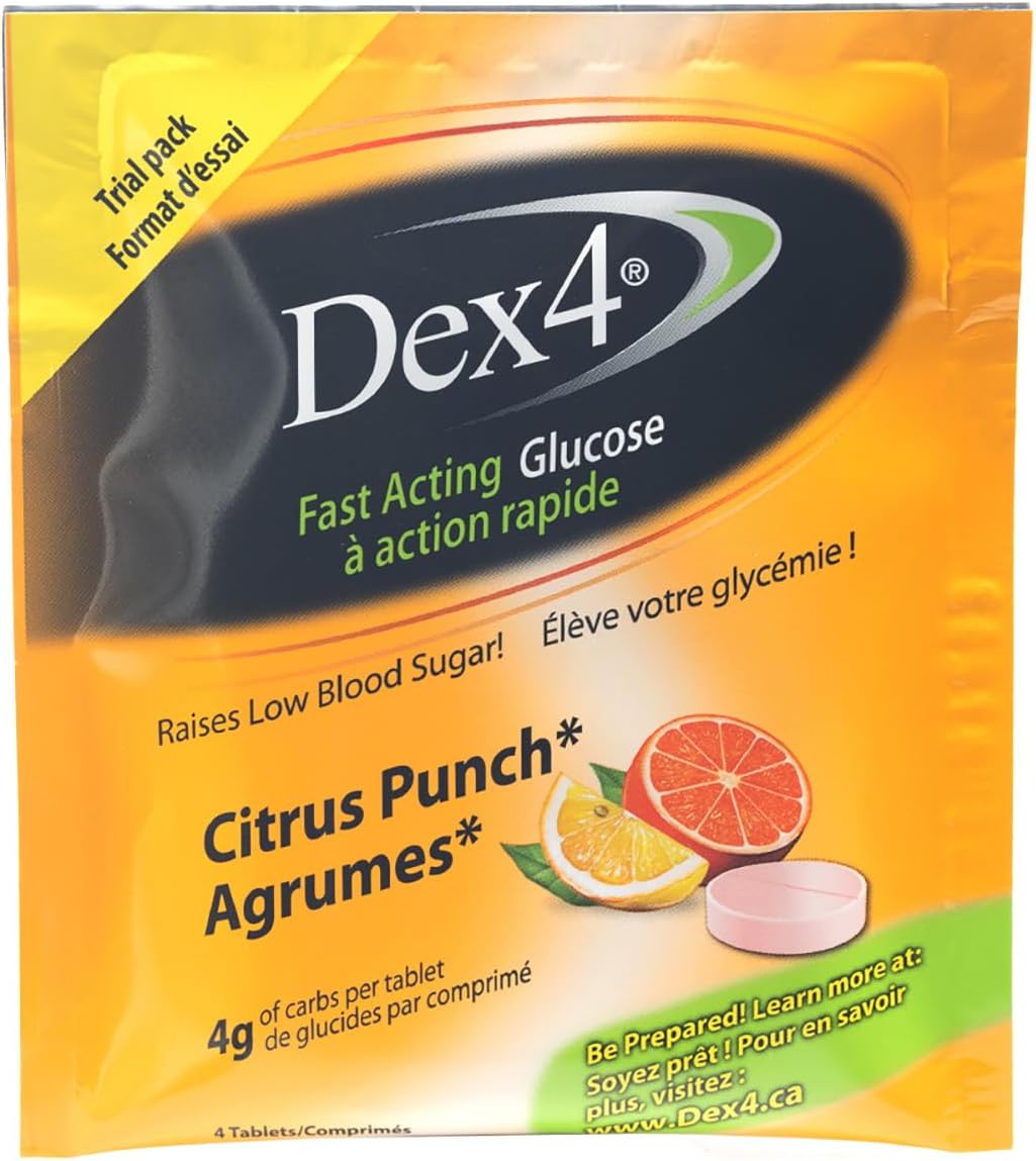 Dex4 Glucose Tablets, Citrus Punch, 48 Individual Pocket Packs Containing 4 Tablets, Each Tablet Contains 4g of Carbs