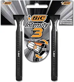 Aparelho de Barbear BIC Intensity, Preto, 3 Lâminas, Cabo Ergonômico, Fita Lubrificante, 904421, 2 Unidades