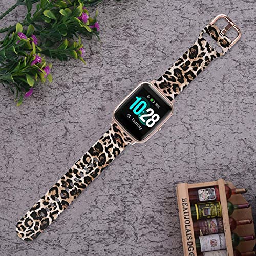 Vicrior Bands Compatible With 19Mm Id205L Veryfitpro Smart Watch, Quick Release Soft Silicone Fadeless Pattern Printed Floral Replacement Band For Id205L, Id205G Id205 Id205U Id205S, Leopard #TOP4