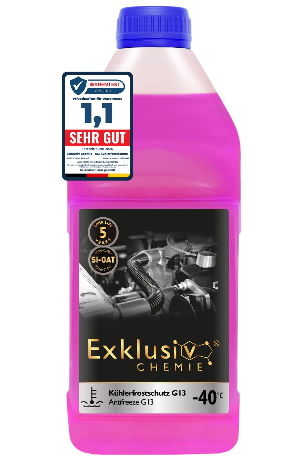 Exklusiv Chemie® G13 Kühlerfrostschutz bis -40° - 1000ml - 5 Jahre | Kühlflüssigkeit Auto | G13 Kühlmittel Auto | Gebrauchsfertig | Langlebiger Schutz