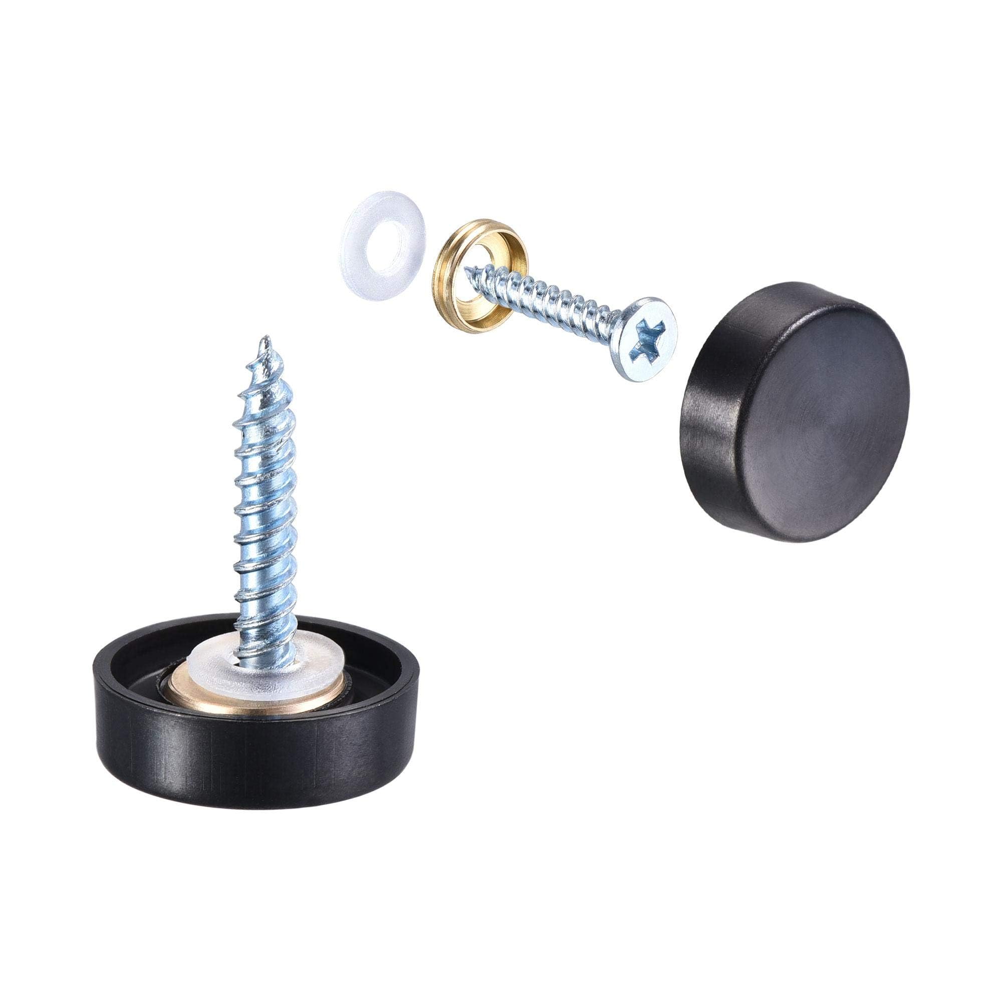 TOP-VIGOR 12Pcs Mirror Screws, 16mm Stainless Steel Mirror Screws Cap Nail with Washers