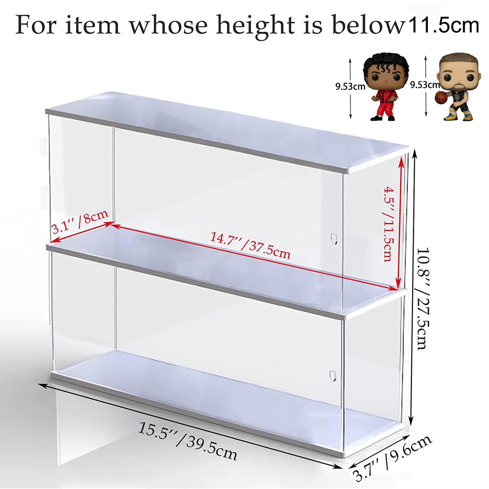 Vitrina Expositora para Funko Pop Colecciones Figura Acción 11.5cm, Caja de Metacrilato Transparente Estante Expositor para Minifigura Lego Popmart Vitrina Acrílico con Puerta, Blanco 39.5x9.6x27.5cm