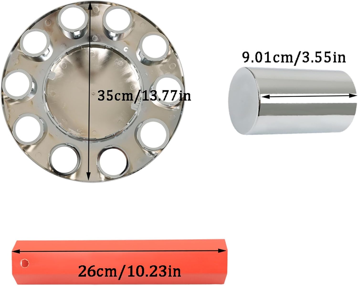 Universal 20Pcs 33mm Lug Nut Covers & 2 Front Axle Wheel Cover Hub Cap Replacement for Semi Trucks Middle-Duty Trucks Heavy-Duty Trucks Trailers
