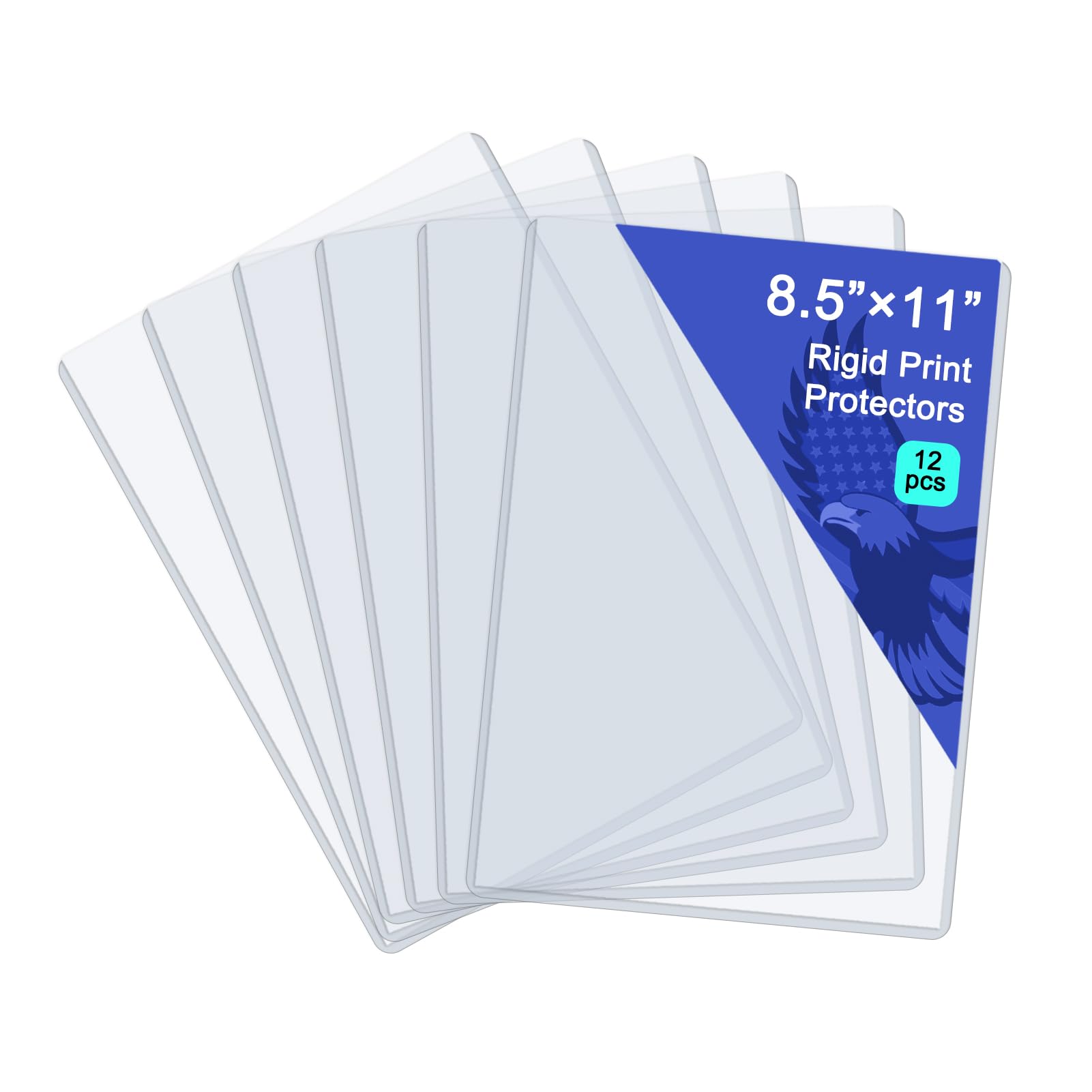 Rainmae 12 Pack 8.5" x 11" Rigid Print Protectors, Clear Waterproof Hard Plastic Page Sheet Protectors, Paper Sleeves Photo Plastic Sleeves Hard Plastic Document Holder Birth Certificate Protector…