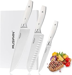 3-Piece Chef Knife Set, Professional Ultra Sharp Kitchen Knives For Cook...
