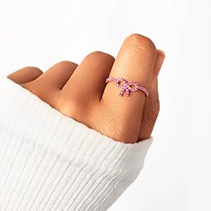 Amazon.com: OVNMFH Pink Pavé Bow Ring-Gifts for Women, 925